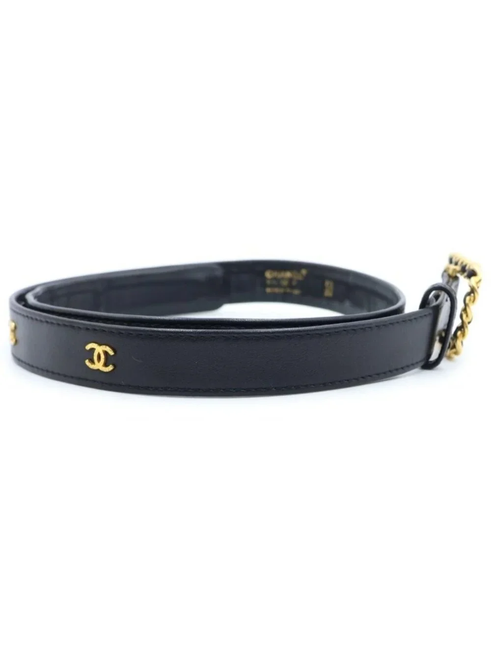 Chanel CC Logo Chain Buckle Belt Gold Black